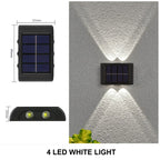 Luminária de parede solar externa à prova d'água, alimentada por energia solar, com iluminação para cima e para baixo, ideal para decoração de casa, jardim e quintal