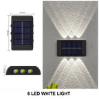 Luminária de parede solar externa à prova d'água, alimentada por energia solar, com iluminação para cima e para baixo, ideal para decoração de casa, jardim e quintal