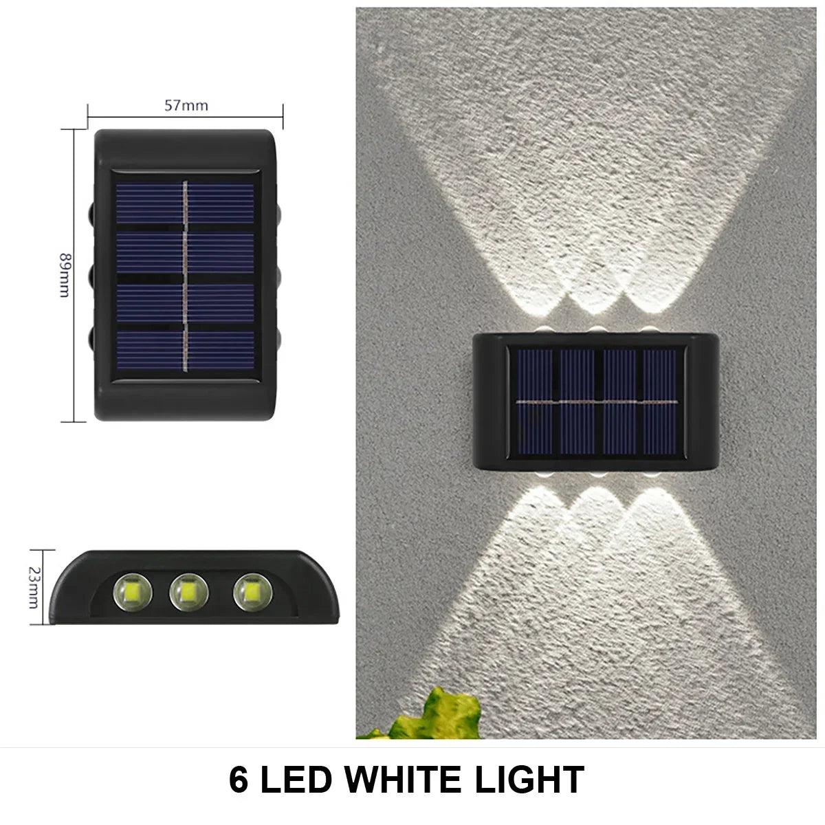 Luminária de parede solar externa à prova d'água, alimentada por energia solar, com iluminação para cima e para baixo, ideal para decoração de casa, jardim e quintal